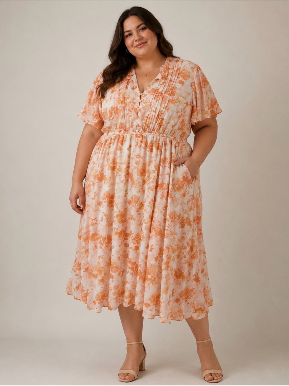 NWT Torrid Chiffon Ruffle Neck Pintuck Dress